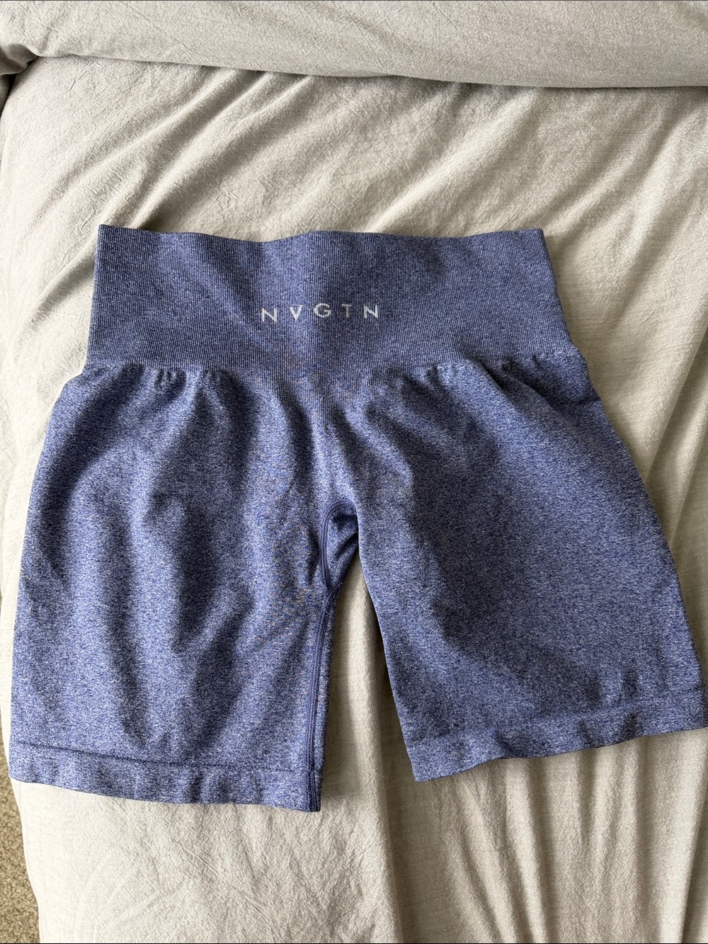 NVGTN Seamless High-Waist Heathered Blue Bike Shorts